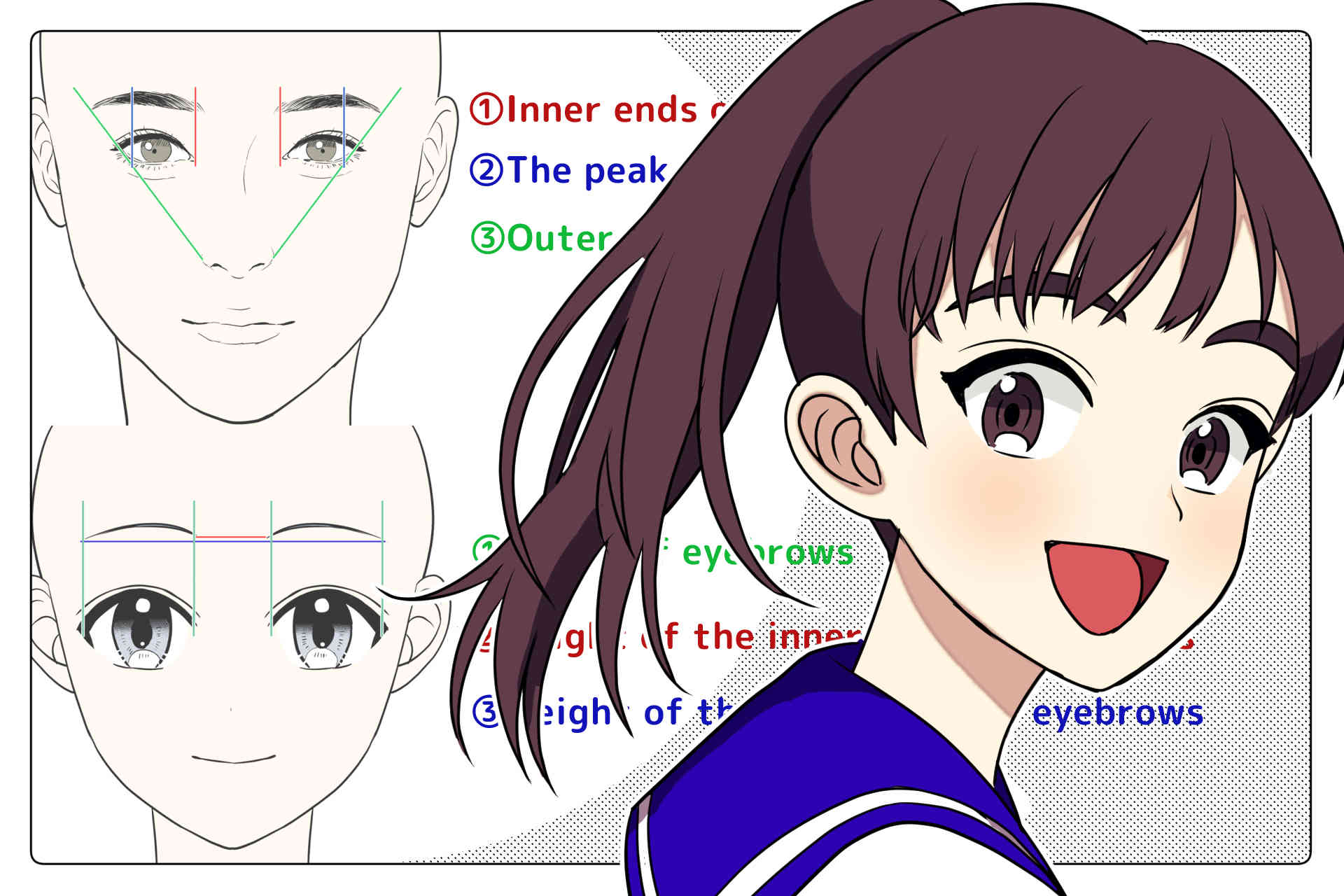 How to draw eyebrows! How to create a beautiful, natural impression of a character by drawing different eyebrows